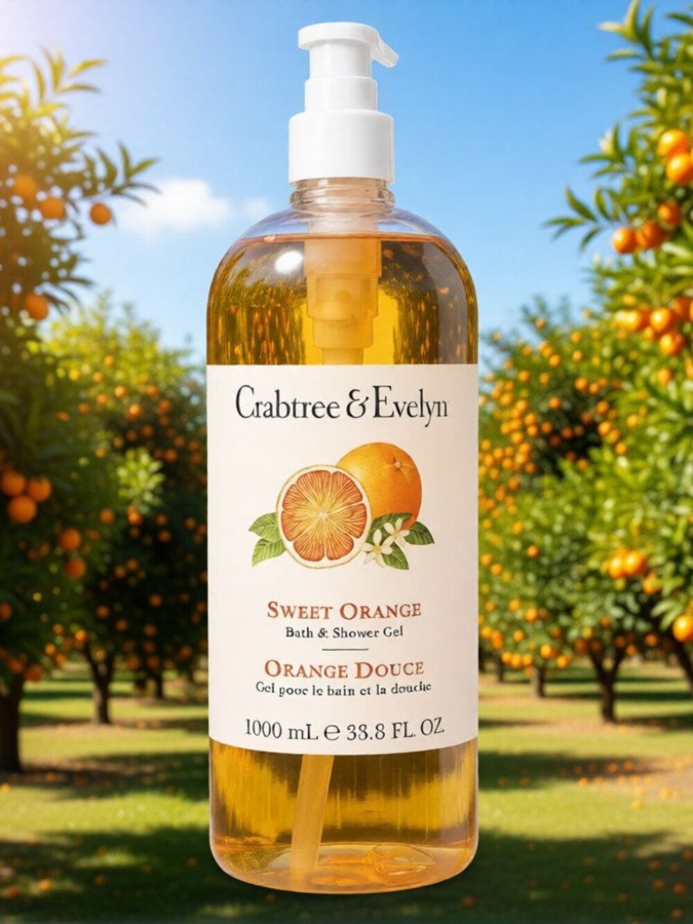 JUMBO Crabtree & Evelyn Sweet Orange Shower Gel Body Wash 33.8oz Family Size